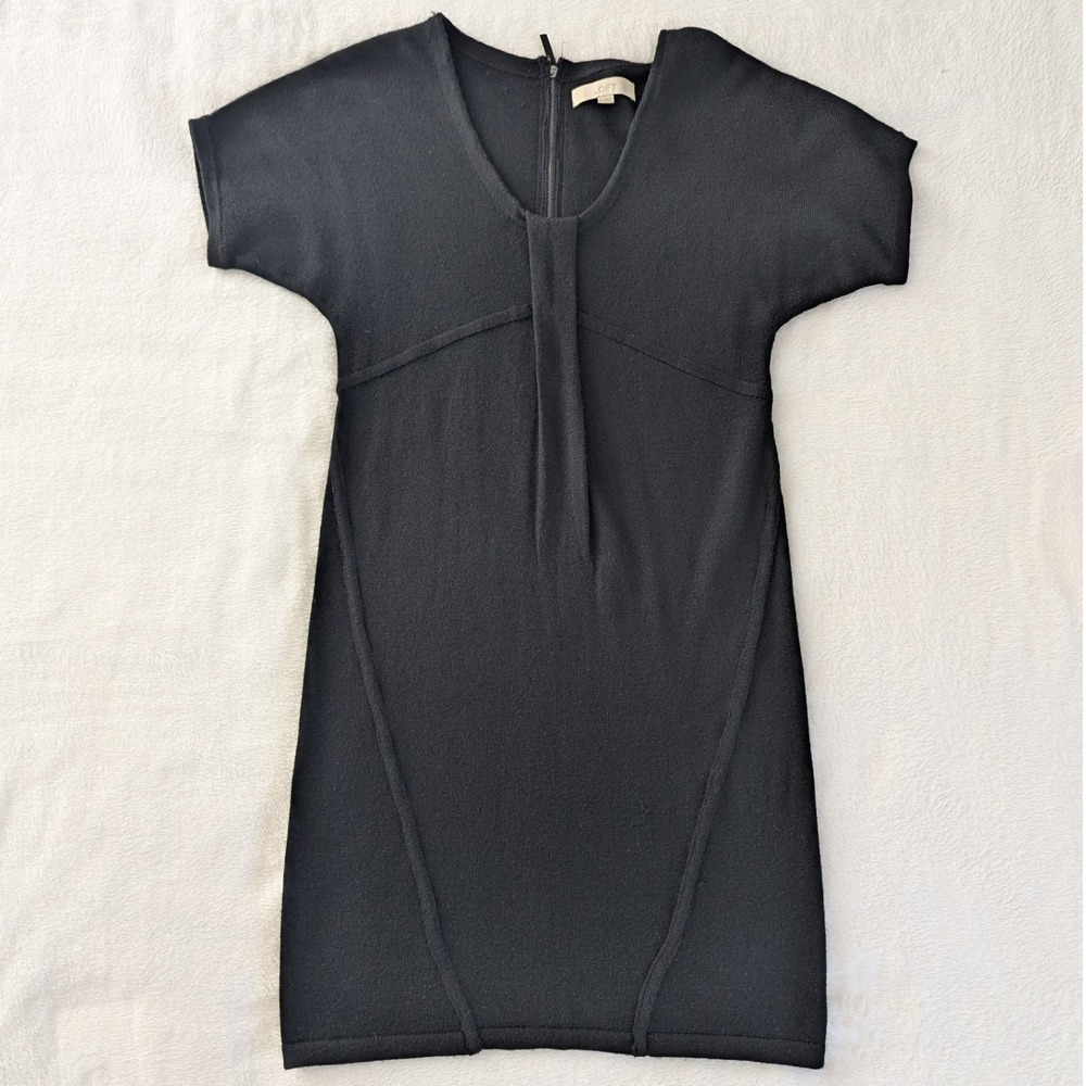 LOFT Black Short Sleeve Knit Dress Womens Size S Meeino Wool‎ Career LBD Casual